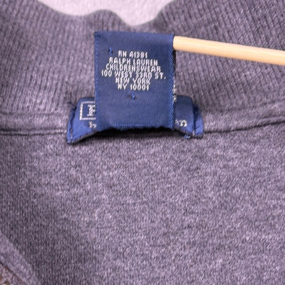 VTG‎ Polo Ralph Lauren Gray Quarter Zip Long Sleeve Pullover Sweater Boys Size 6 - Picture 10 of 13